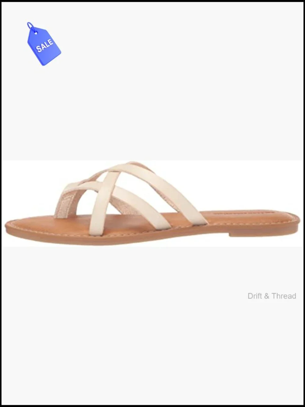 Women's Strappy Slide Flat Sandals, Slip On Memory Foam